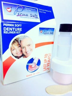 Open image in slideshow, Perma Soft Denture Reliner Kit, Soft Denture reline kit for loose dentures.  One application for upper or lower denture.
